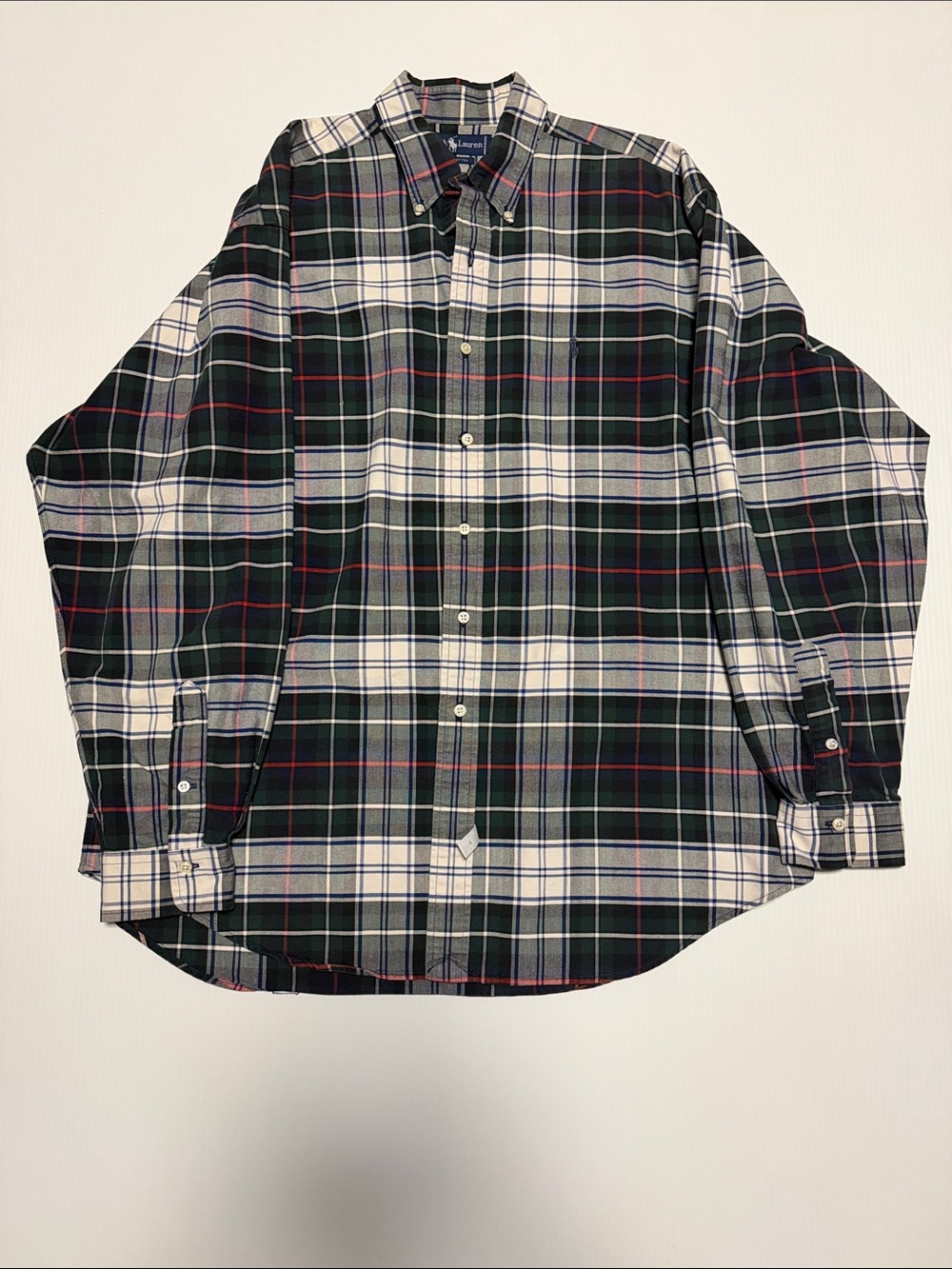 Polo by Ralph Lauren Dark Green, White and Red Plaid Button-Down Shirt